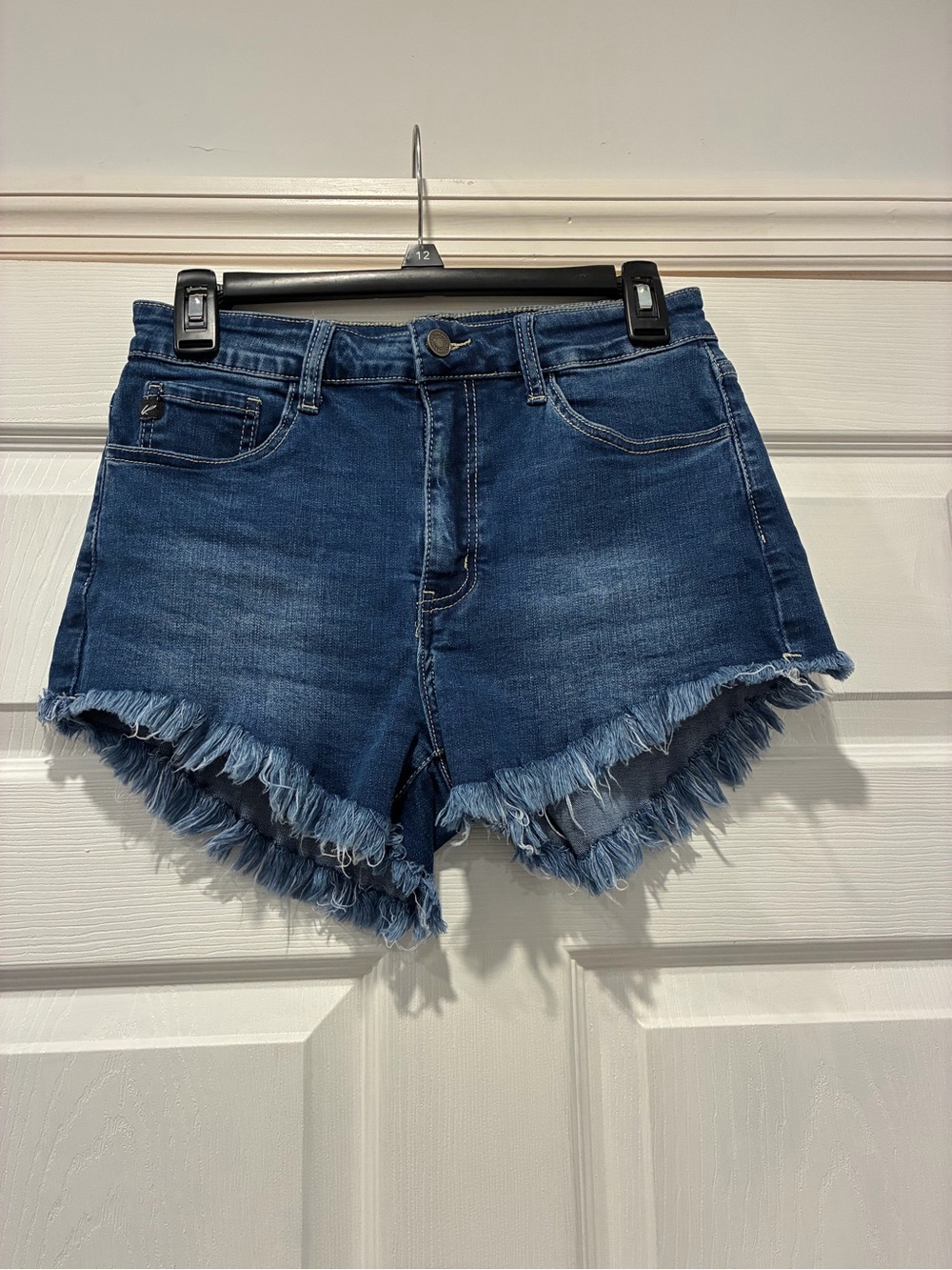 KanCan Dark Blue Double-Layer Frayed Hem Denim Shorts KC8033M